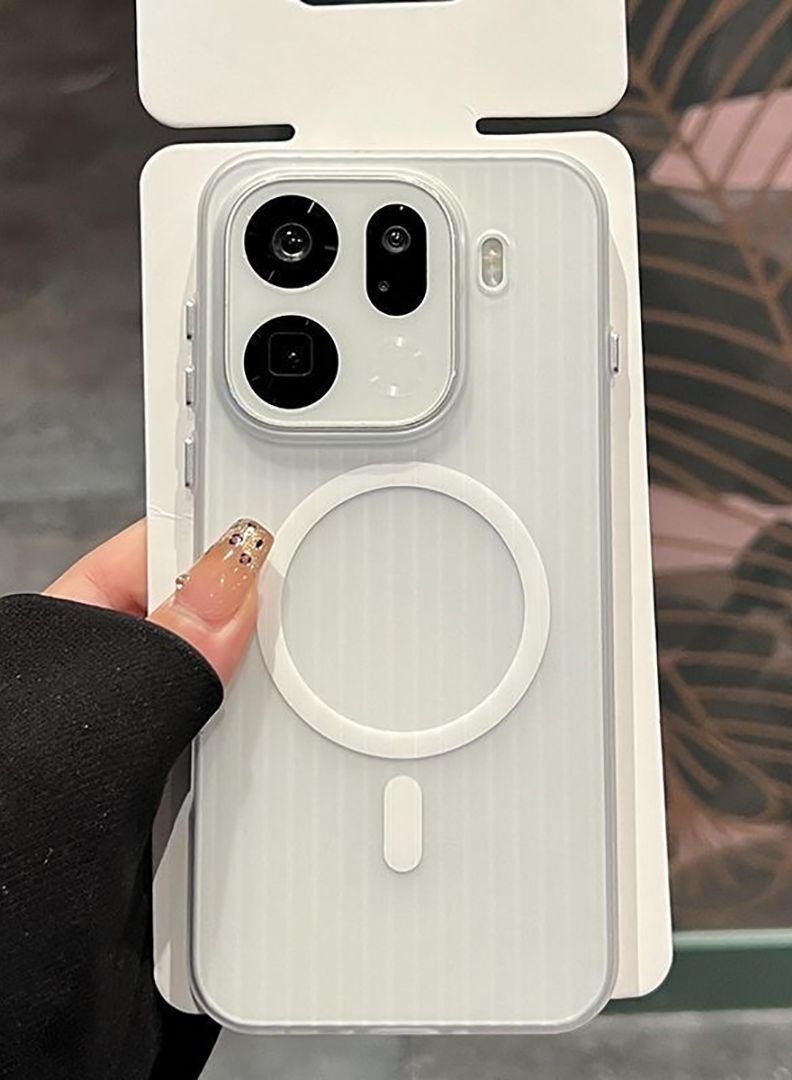 Compatible with Oppo Find X9 Pro back Case cover,Vertical wave pattern style, Matte touch transparent back panel, Supports magnetic charging, Anti fingerprint, Lightweight - Image 1